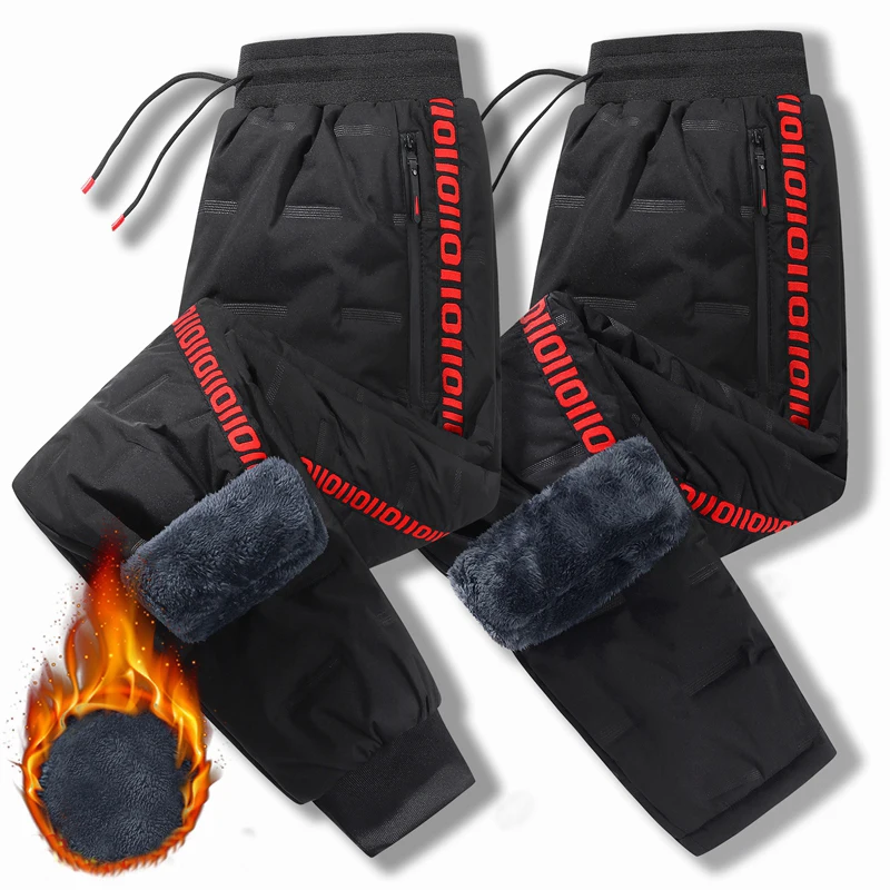 Streetwear Brand Joggers - メンズラムウール防水パンツ,暖かくて厚いスウェットパンツ,カジュアル,ジョギング,ラージフリース,ファッショナブルなブランド,冬
