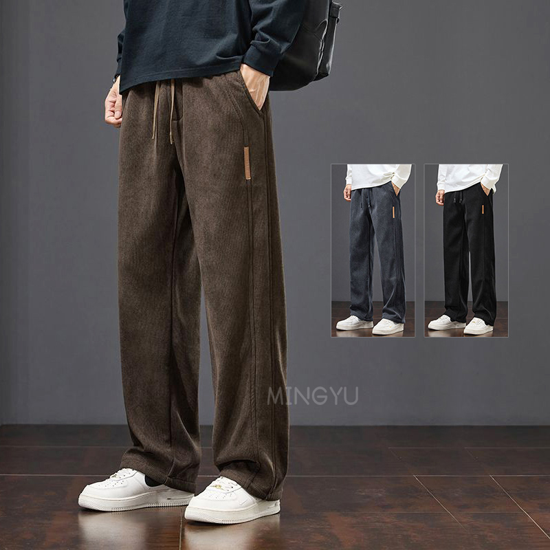 Streetwear Brand Joggers - 高品質ブランド服冬コーデュロイパンツ男性カーゴ作業厚いだぶだぶのストリートジョガーブラウンズボン男性大きいサイズ