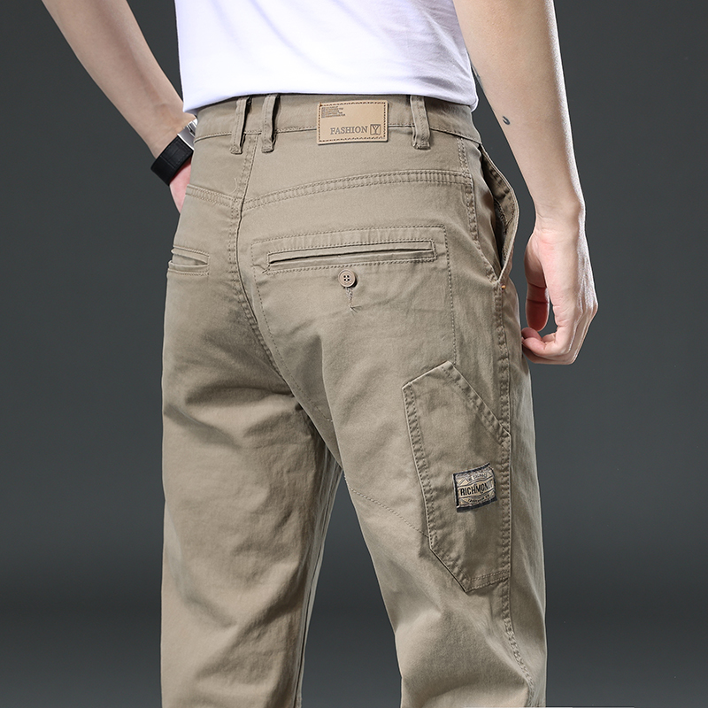 Streetwear Brand Joggers - 2026 新しい 97% コットンメンズカーゴパンツレトロスプライシングワークストレートジョガーパンツビジネスカジュアルブランドパンツカーキグレー
