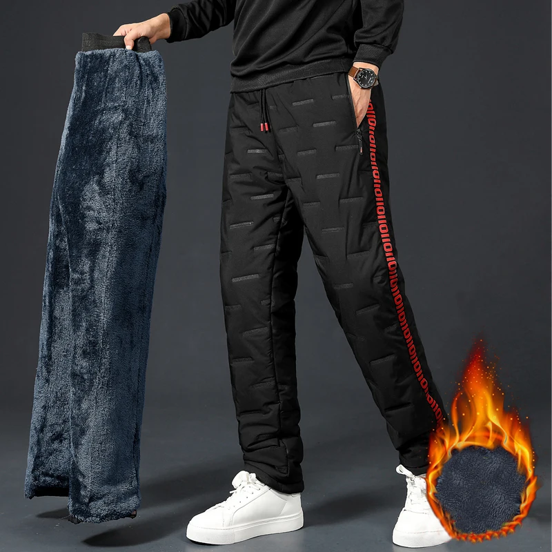 メンズラムウール防水パンツ,暖かくて厚いスウェットパンツ,カ - Streetwear Brand Joggers のレビューと価格